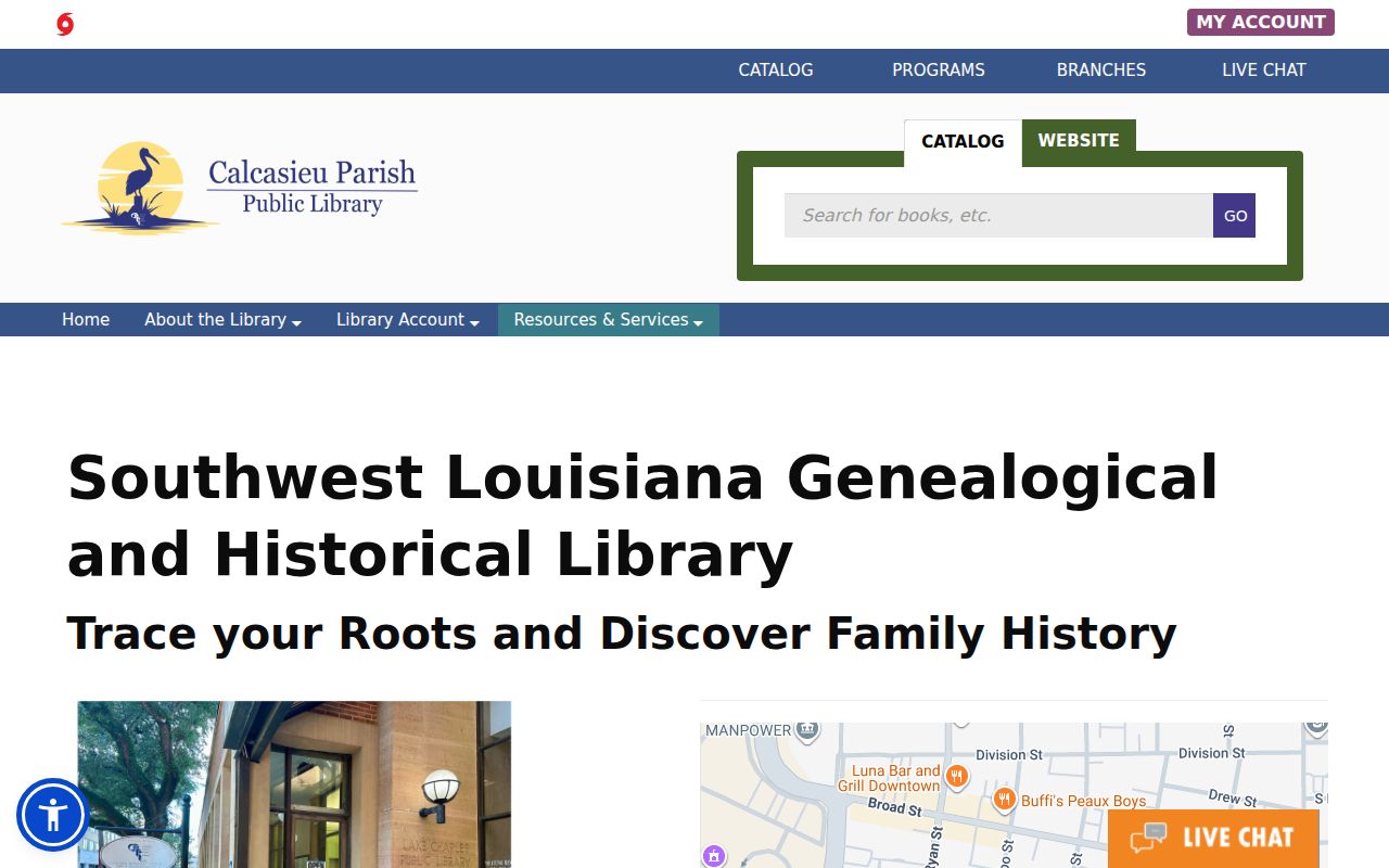 Calcasieu Parish Library genealogy resources for historical Lake Charles residents