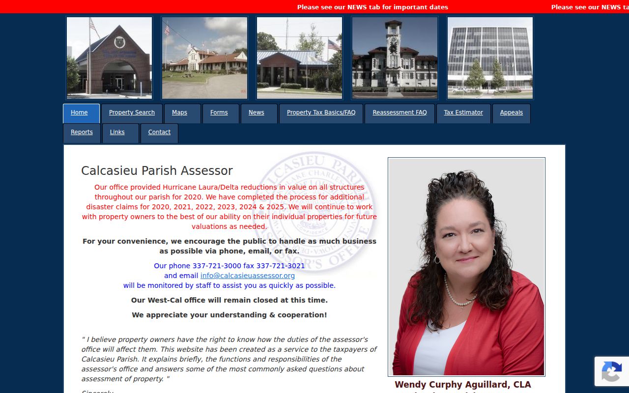 Calcasieu Parish Assessor property records entry for the Lake Charles directory