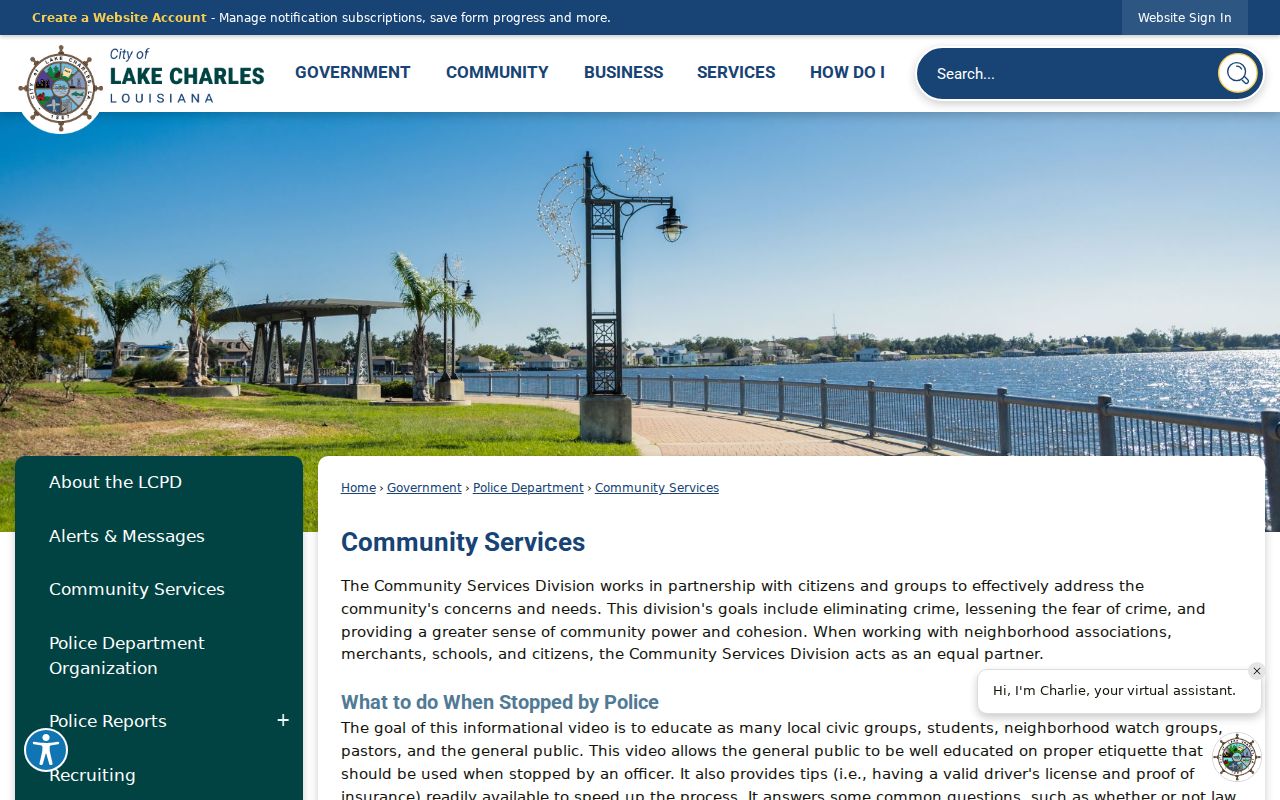 Lake Charles neighbors Community Services page