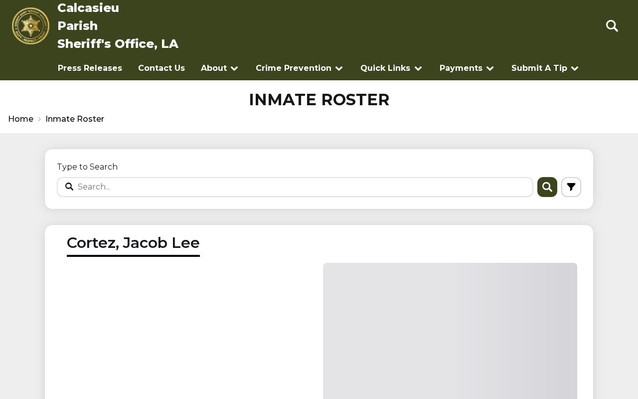 Lake Charles resident lookup Calcasieu inmate roster